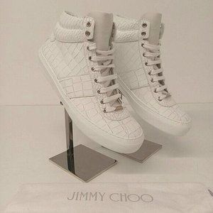Jimmy Choo Ultra White Croc Belgravi Ltd Ed Hi-Top Sneakers (EU43 US10)